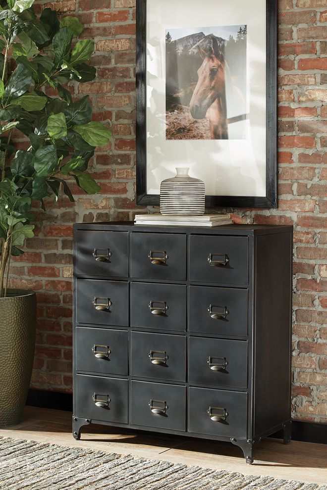 Industrial black accent cabinet by Coaster