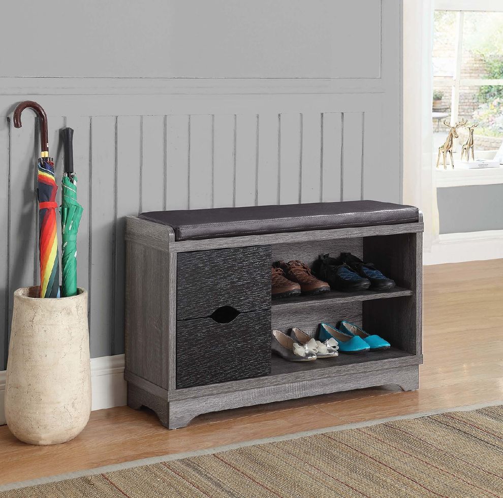 Rustic distressed grey shoe cabinet by Coaster