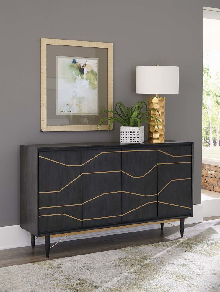 Modern graphite and brass accent cabinet by Coaster