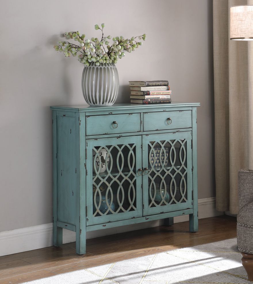 Accent cabinet in distressed blue by Coaster