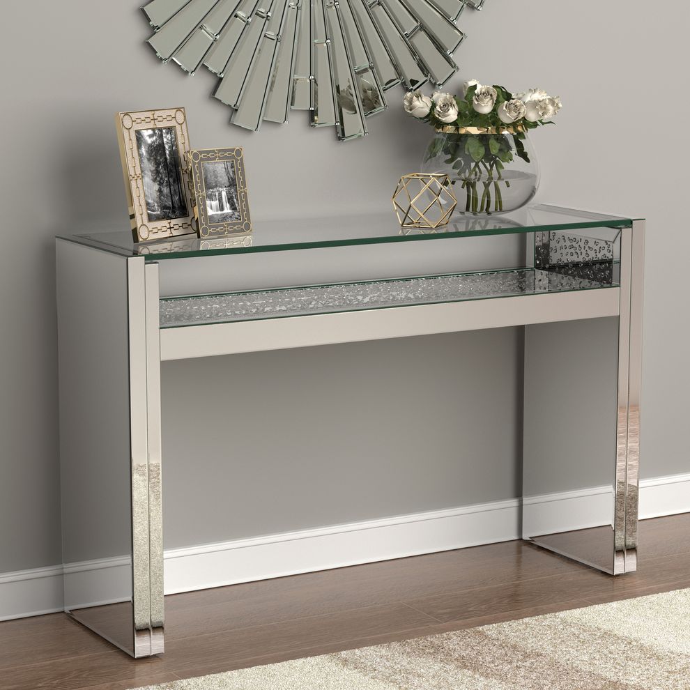 Glam display / console table in silver by Coaster