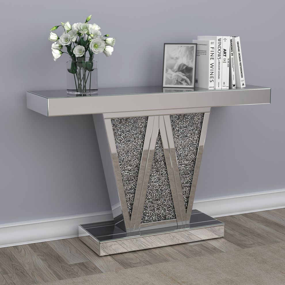 Console table w/ geometric double v base by Coaster