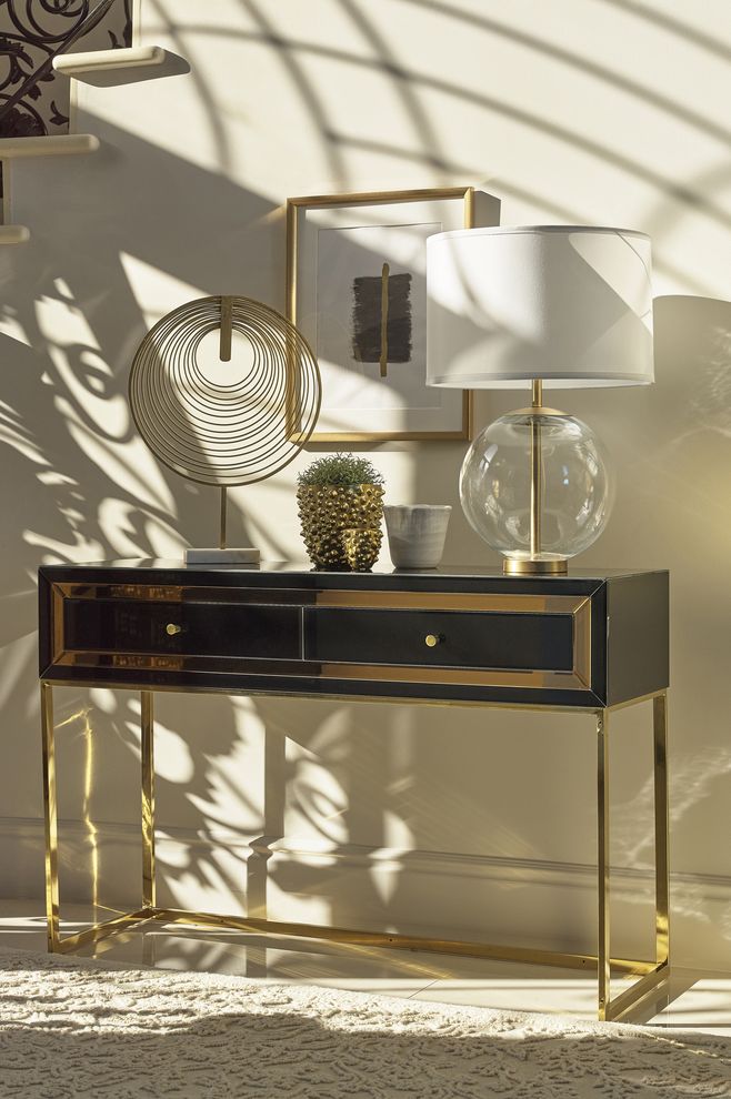 Glam style black / gold metal console table by Coaster