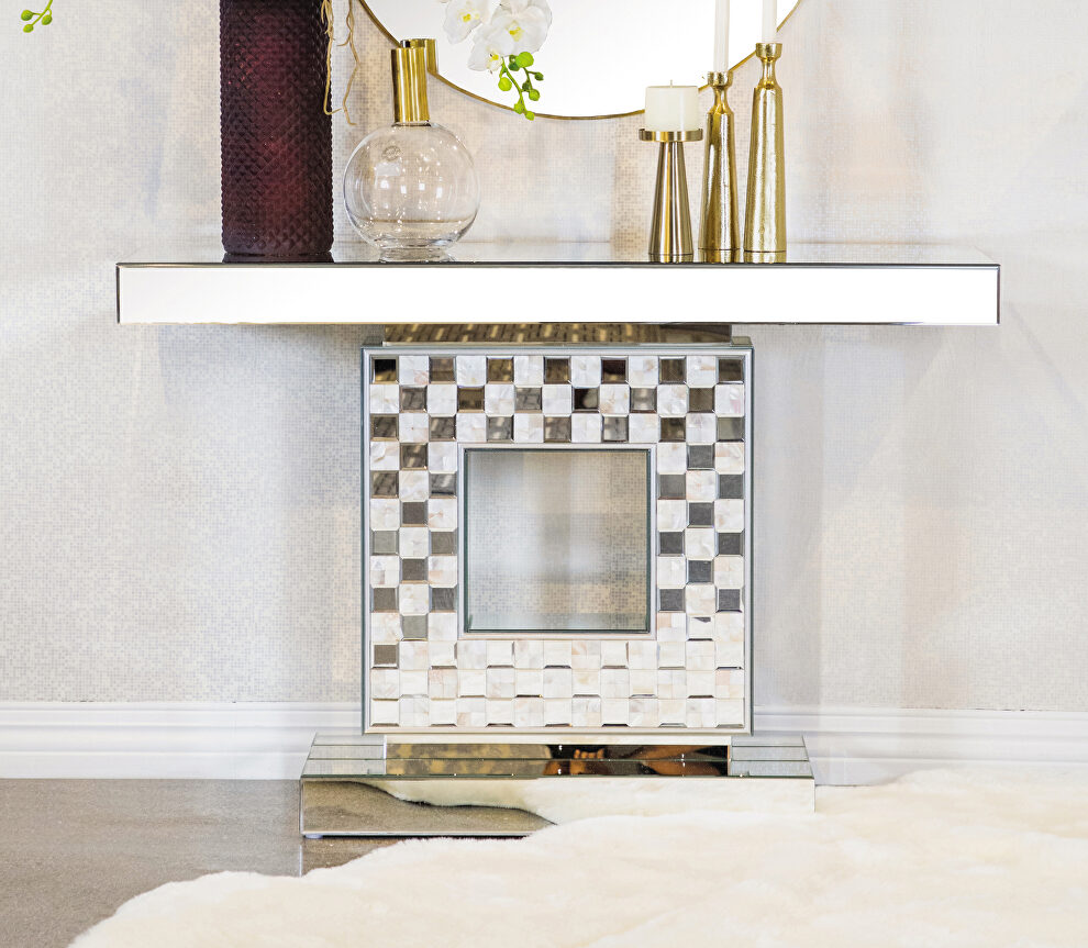 Geometric square base console table by Coaster