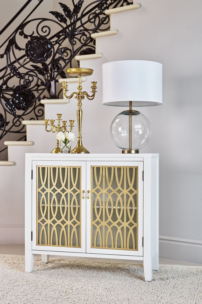 Contemporary glam gold/white accent cabinet by Coaster