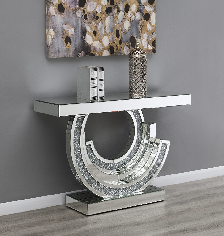 Smoke gray gemstones console table by Coaster