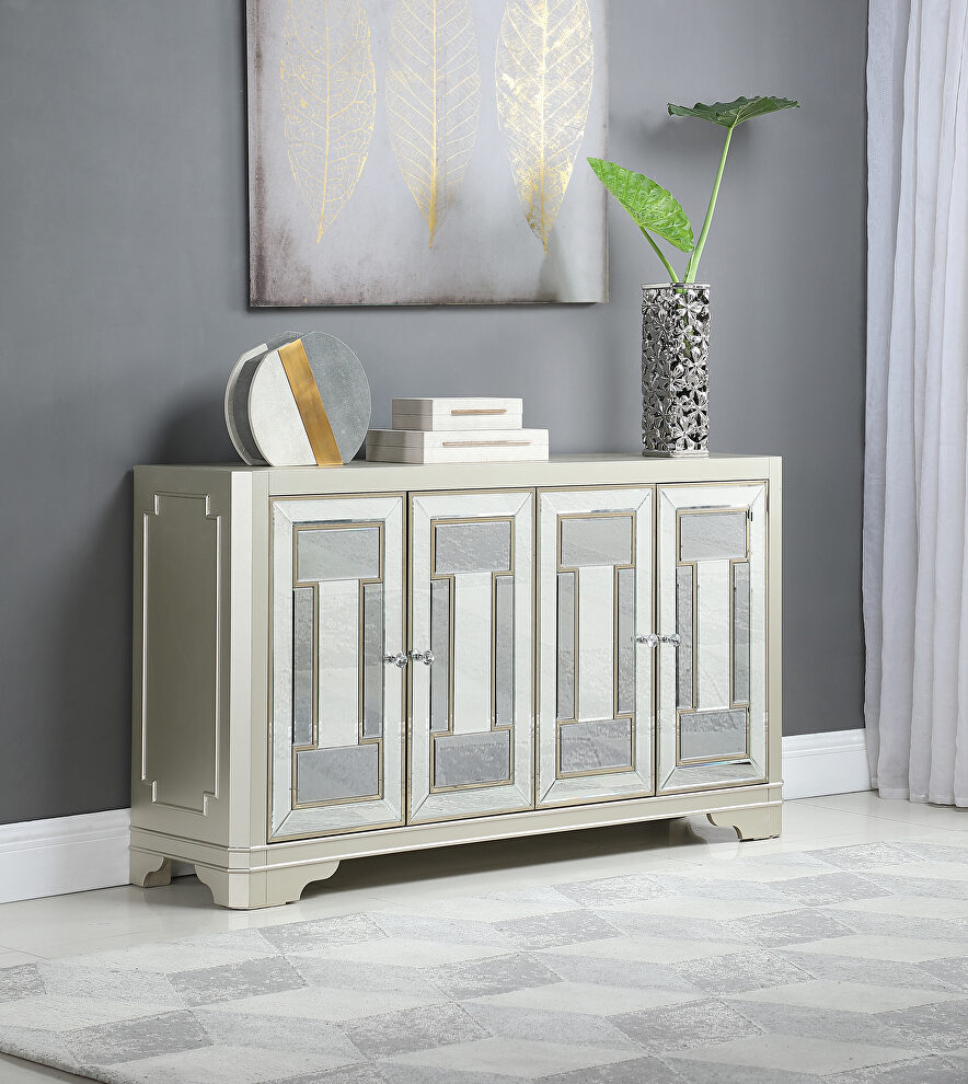 Silver and smoke mirrored accent cabinet by Coaster
