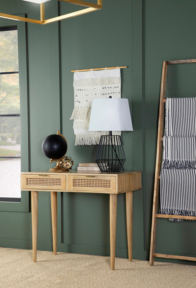 Natural finish wood rectangular 2-drawer accent writing desk by Coaster