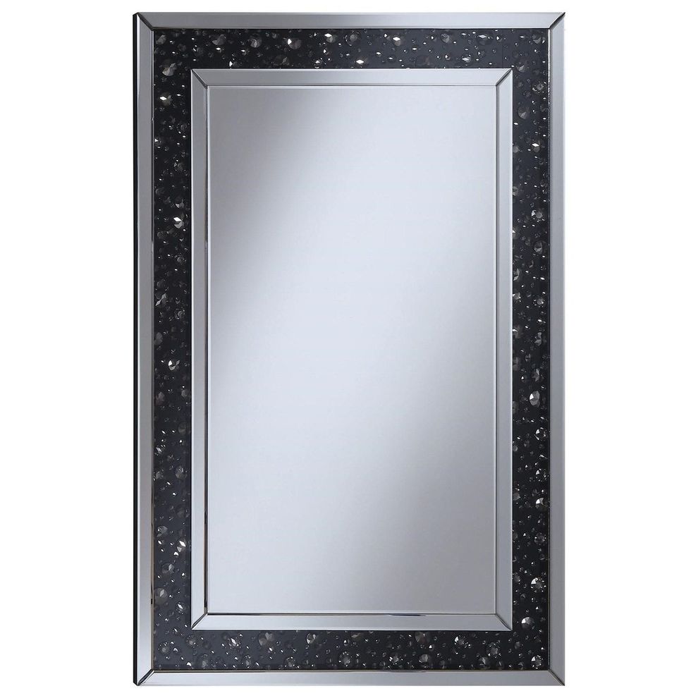 Rectangular mirror with black jewels by Coaster