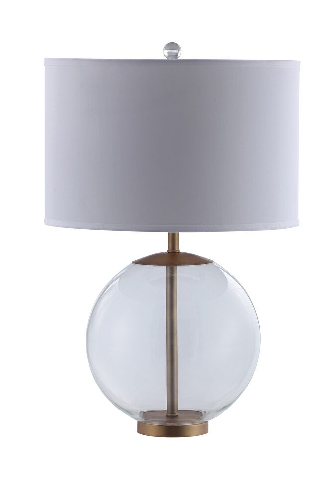 White and clear table lamp by Coaster