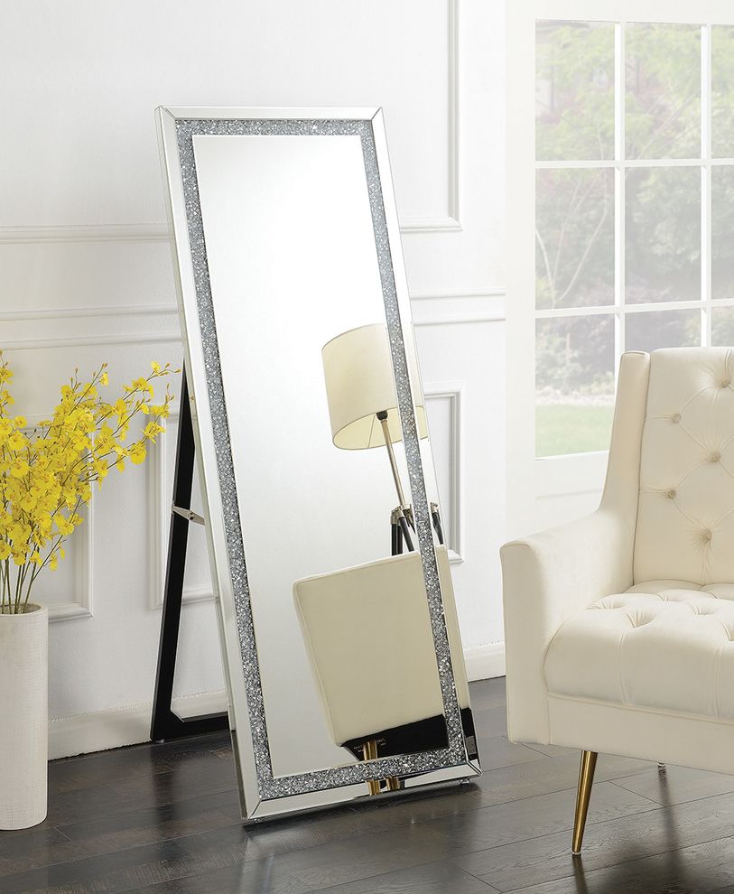 Silver standing cheval mirror by Coaster
