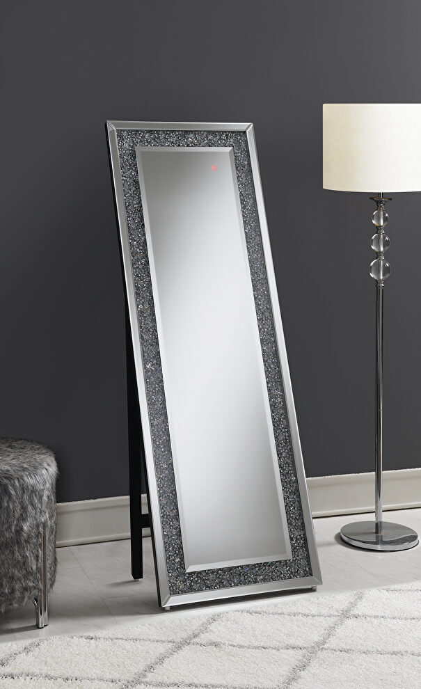 Silver finish cheval mirror by Coaster