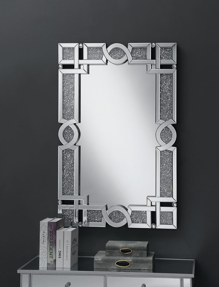 Ornate silver wall mirror by Coaster