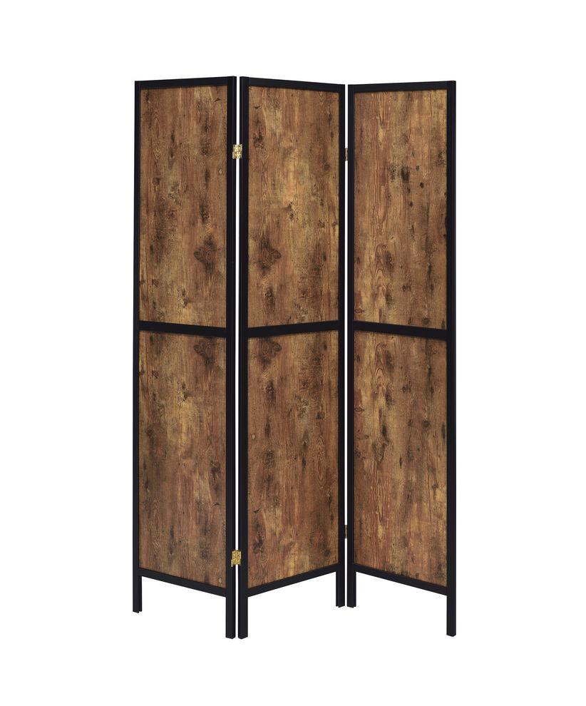 Rustic antique nutmeg three-panel screen by Coaster