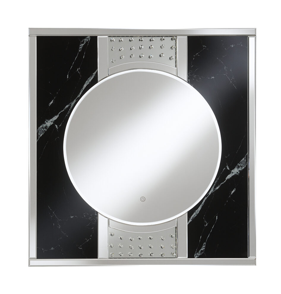 Black marble wall mirror by Coaster