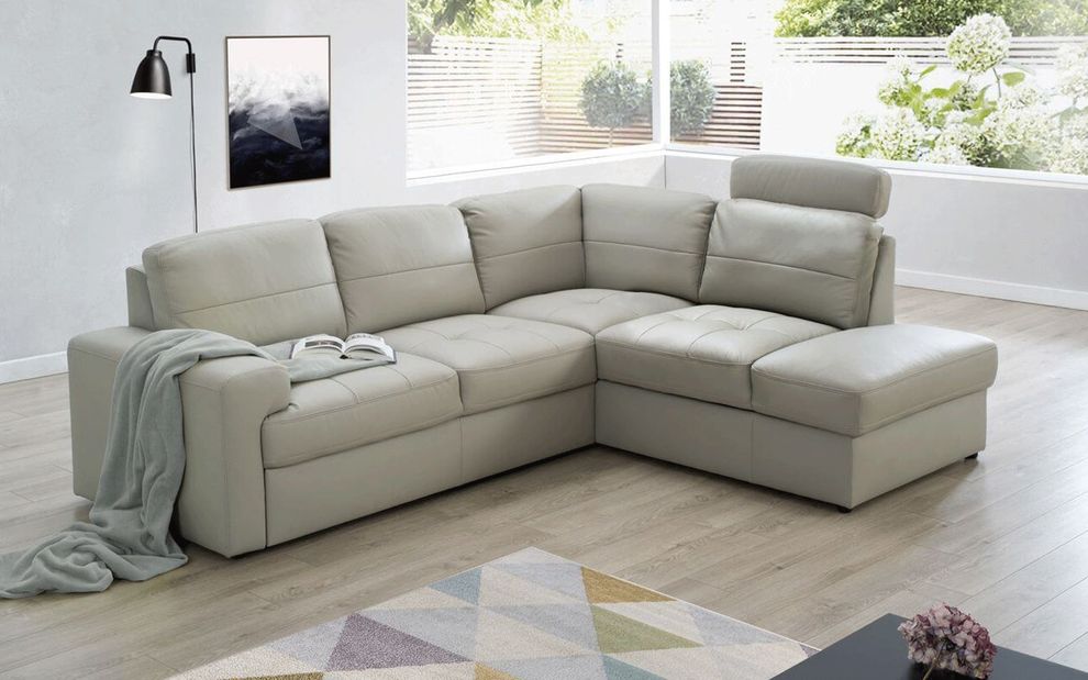Sleeper full top grain leather EU-made sectional by Galla Collezzione