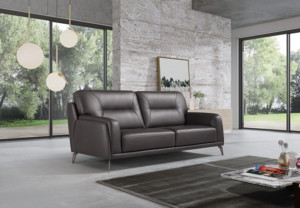 Contemporary dark brown full leather sofa by Diven Living