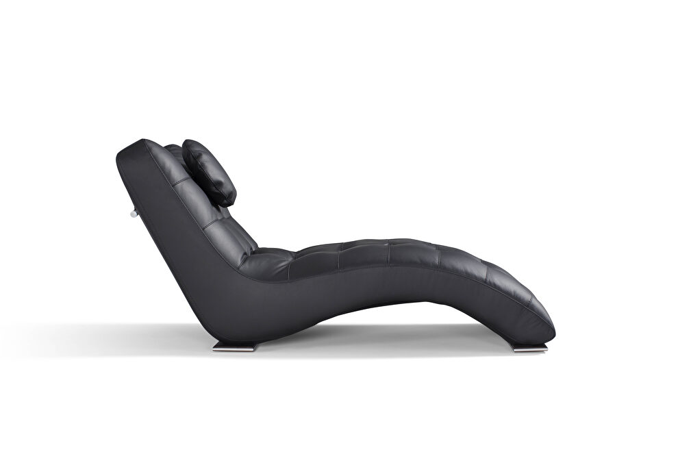 Black full leather chaise lounge chair by Diven Living