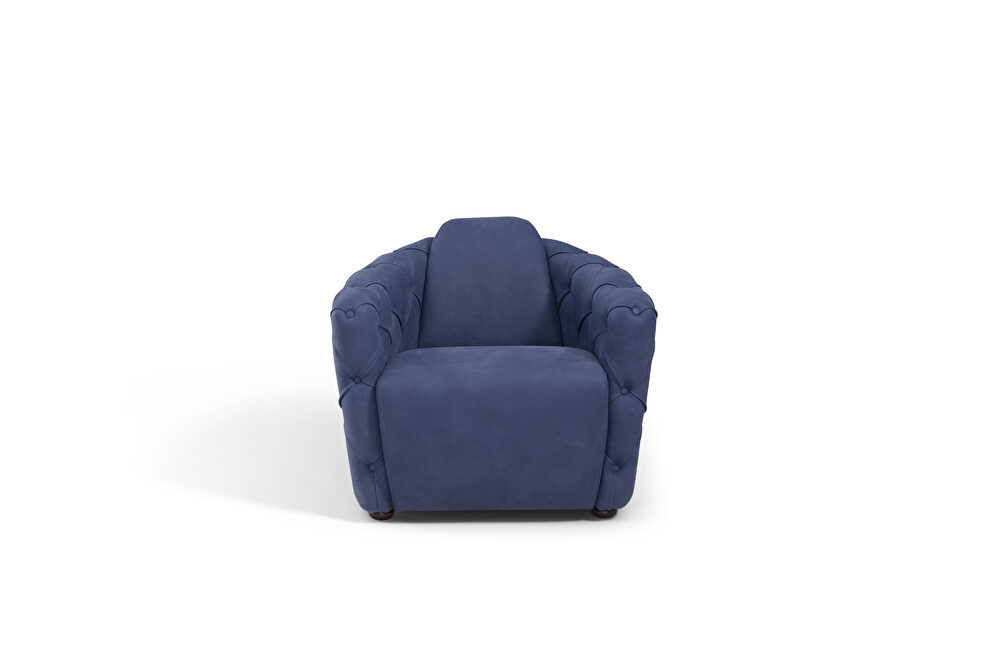 Contemporary chair in blue ocean fabric by Diven Living