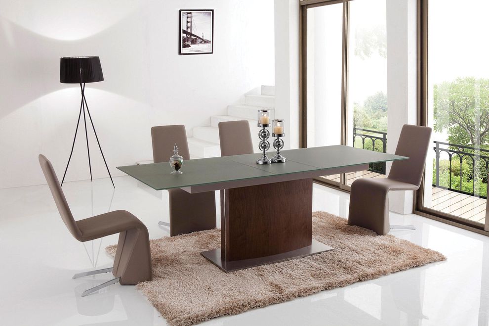 Contemporary extension table w/ foggy glass by ESF