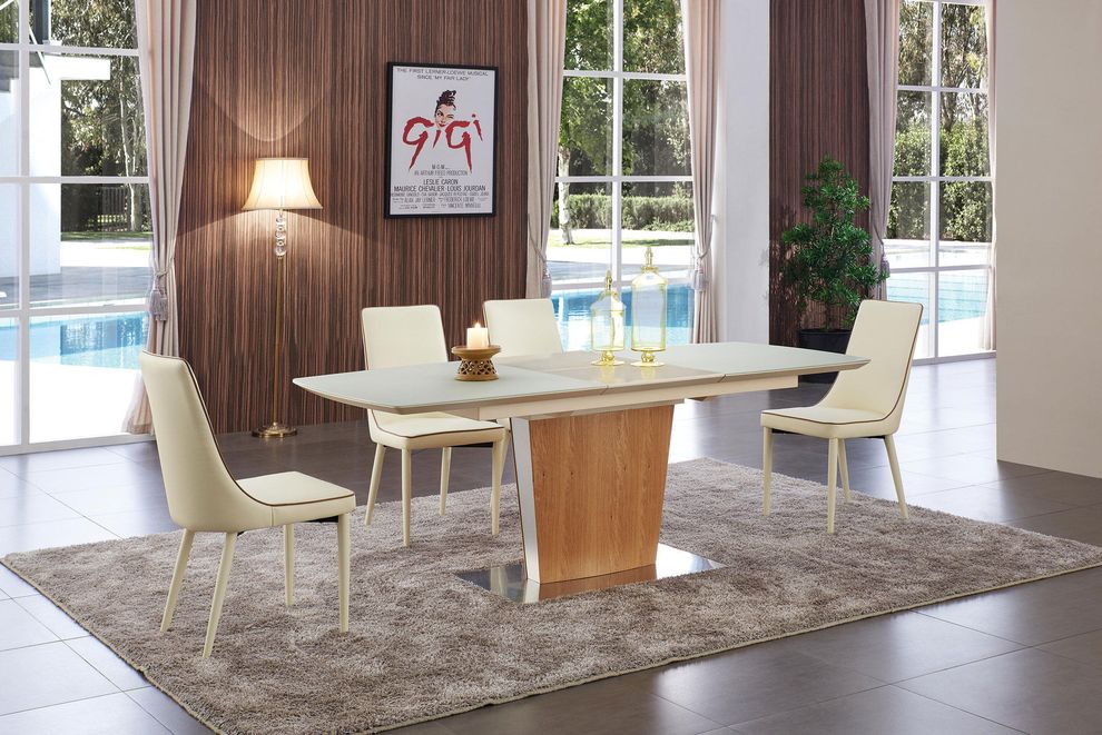 Modern natural wood dining table w/ extension by ESF
