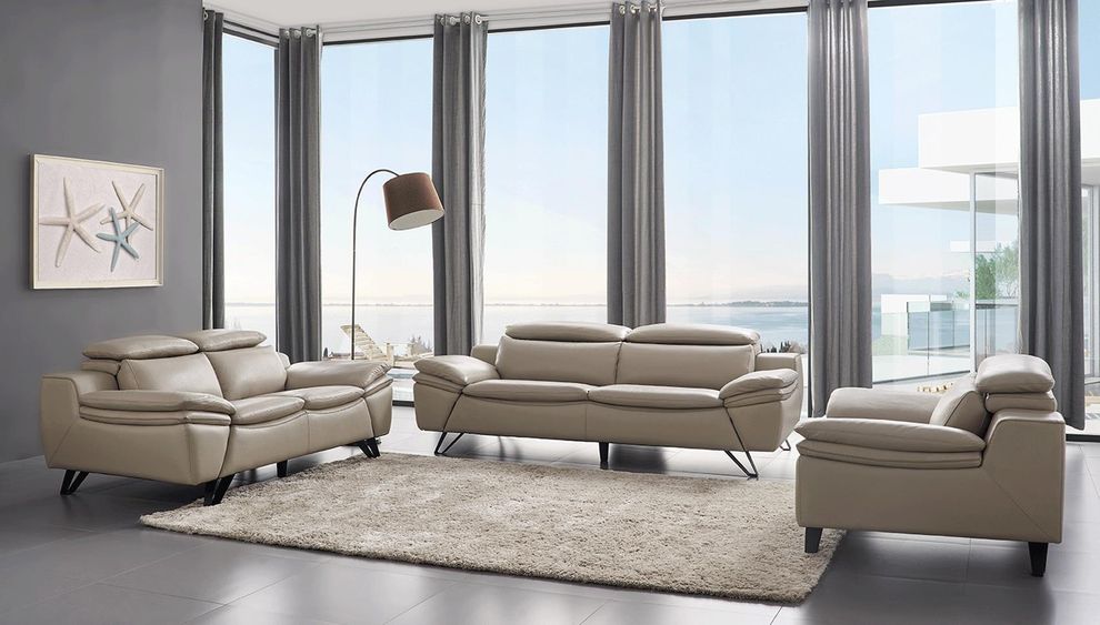 Light gray modern leather 3pcs living room set by ESF