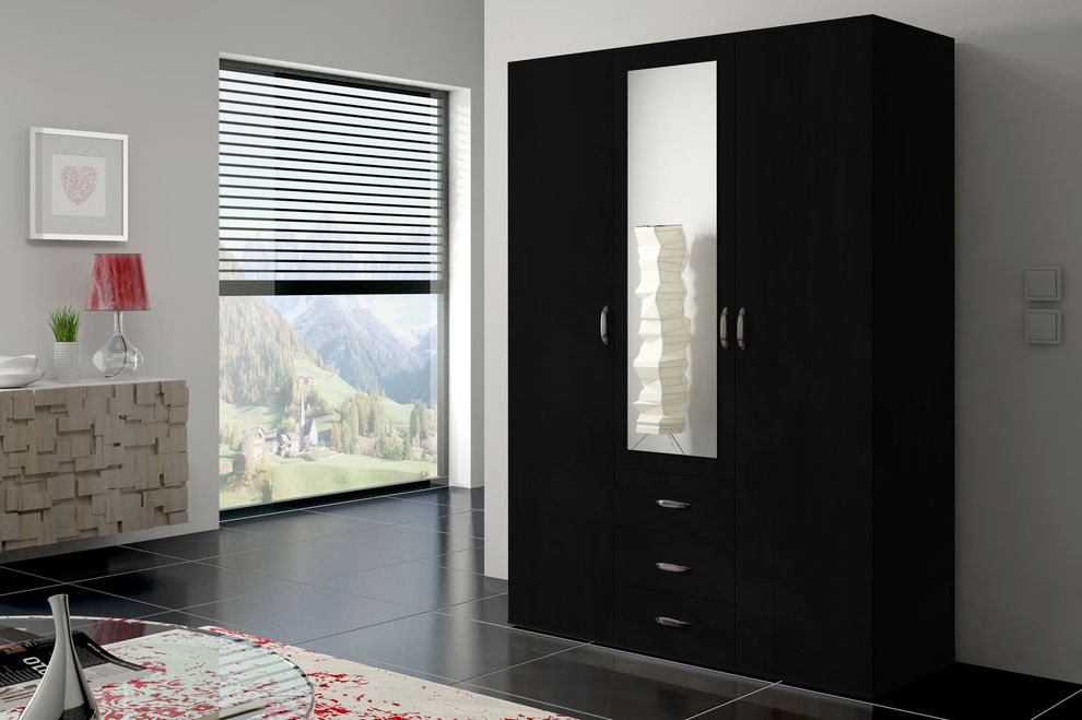 Black finish versatile wardrobe/closet by Skyler Design