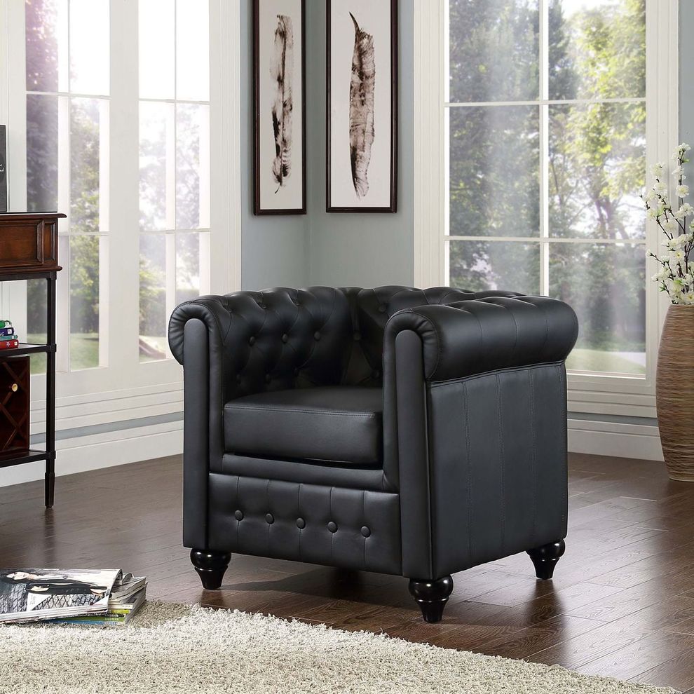 Black vinyl desgner replica tufted chair by Modway