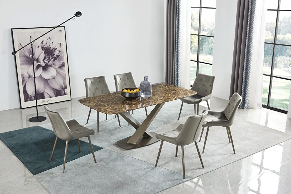 Contemporary style dining table w/ golden marble top by ESF