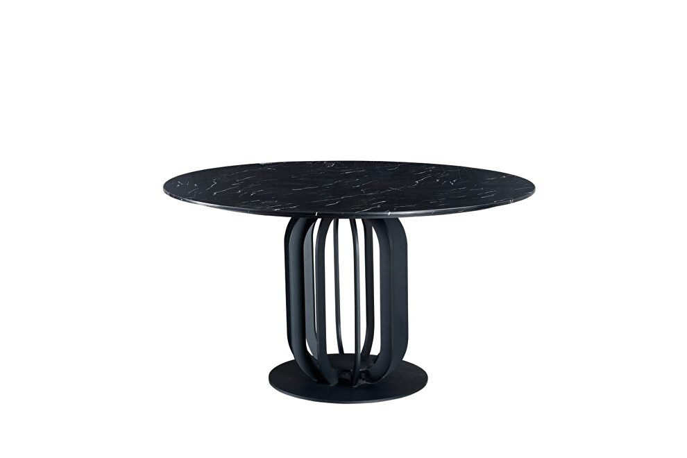 Black marble round top contemporary dining table by ESF