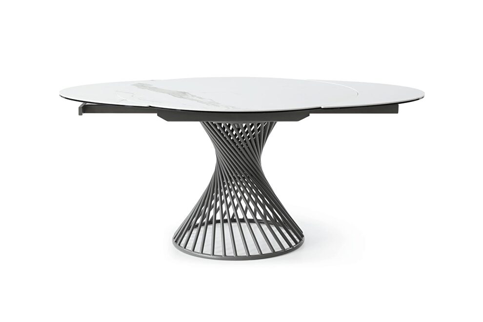 Round top marble-like ceramic table w/ extensions by ESF