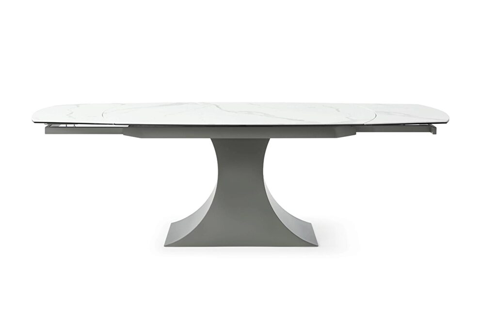 Rounded top marble-like ceramic table w/ extension by ESF
