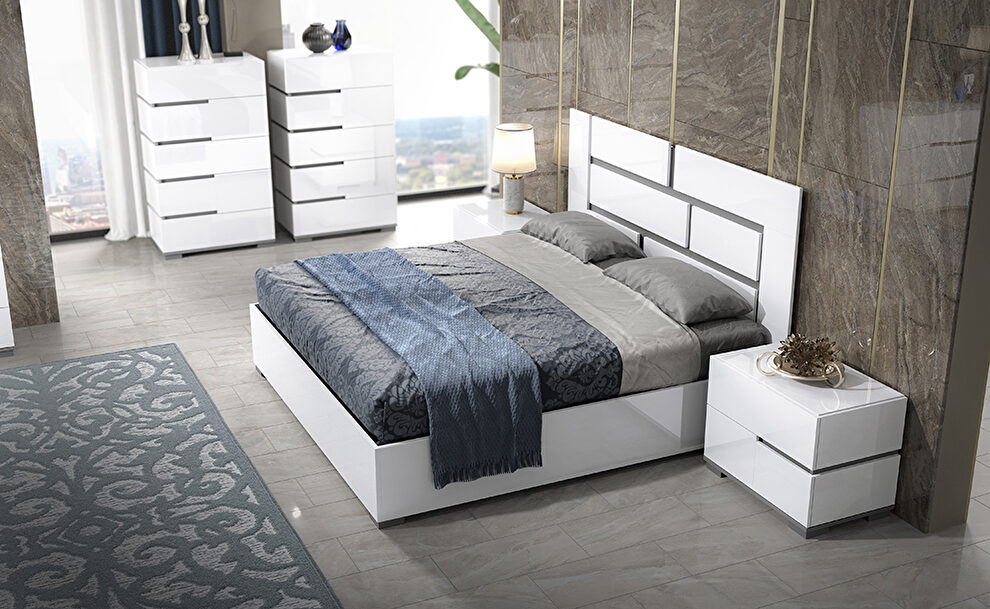 Gloss white European stylish contemporary bed by ESF