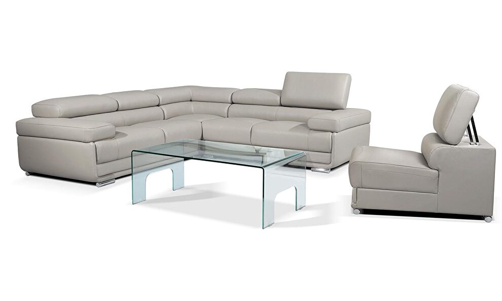 Pvc leather 3pcs sectional in light gray by ESF