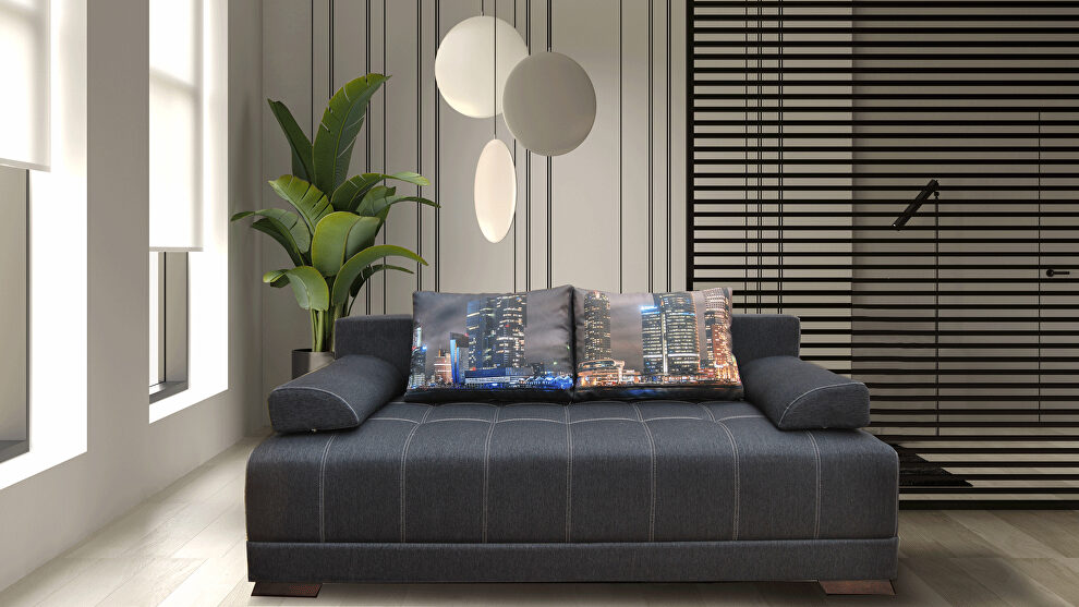 Dark gray EU-made sofa bed w/ storage by ESF