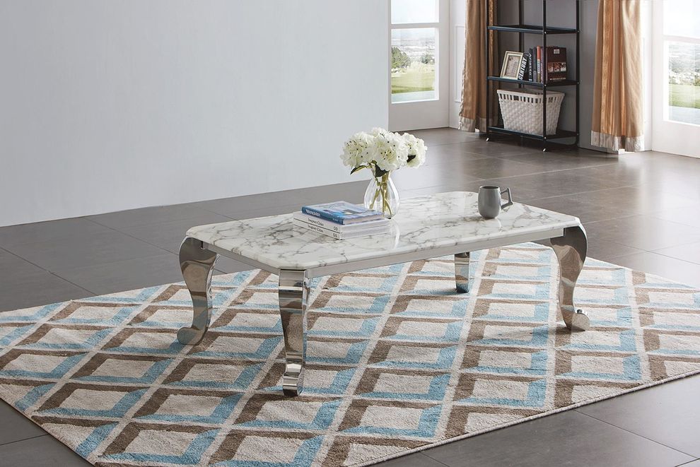 Real marble top / chrome legs coffee table by ESF