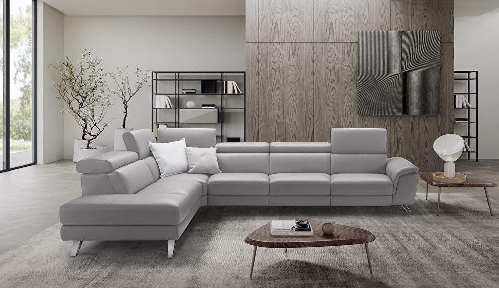 Italian recliner sectional in quality gray leather by ESF