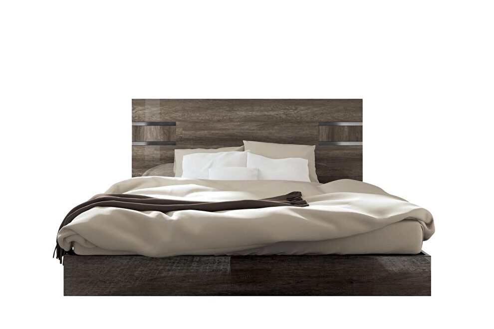 Chocolate brown contemporary multicolor high-gloss king bed by Status Italy