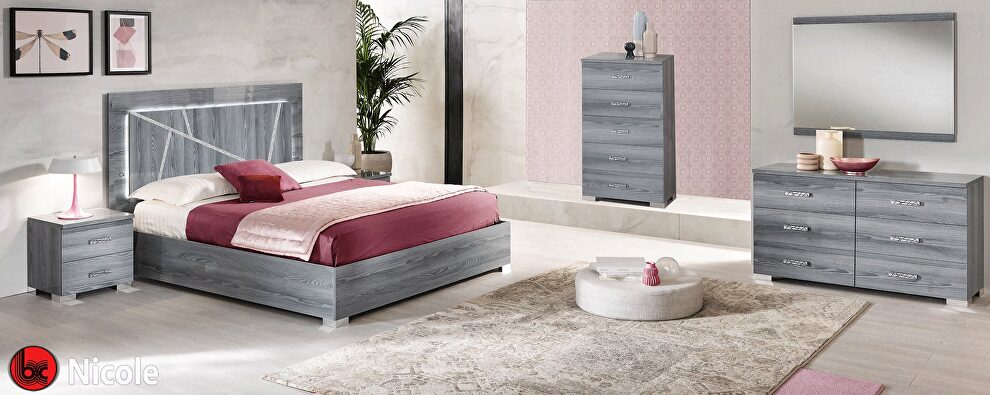 Contemporary gray veneer stylish bed by ESF