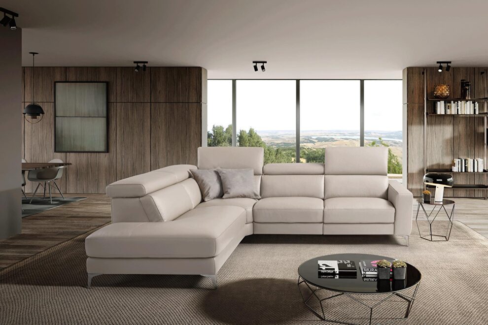 Top quality Italian leather light beige leather sectional by ESF
