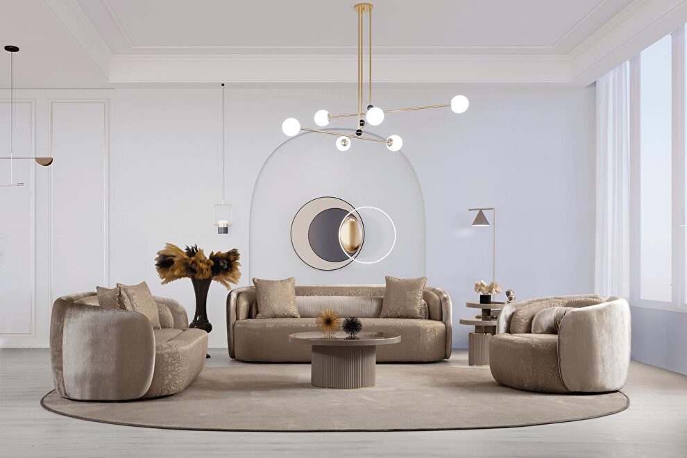 European designer light brown / beige fabric sofa by ESF
