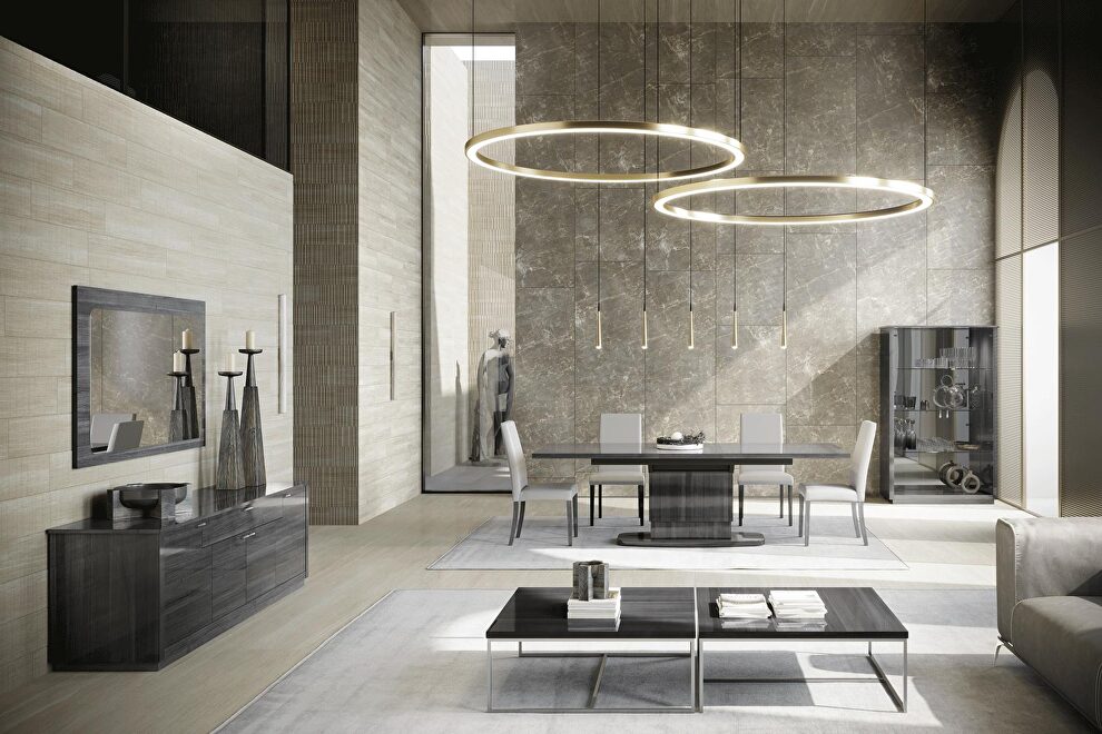 High-gloss Italy-made gray finish contemporary dining table by ESF