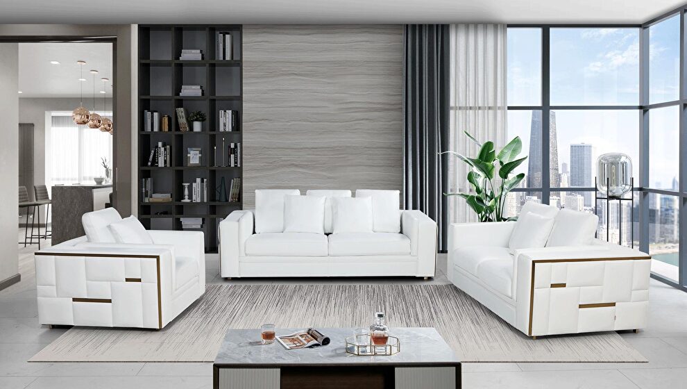 White leather ultra-contemporary glam style sofa by ESF