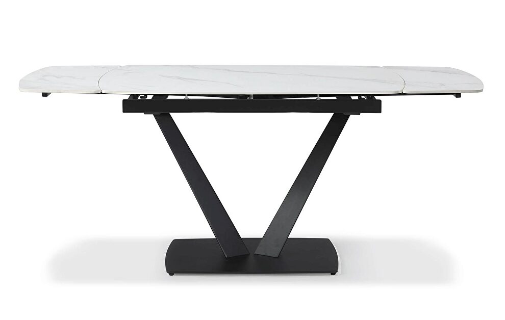 White matte extension dining table by ESF