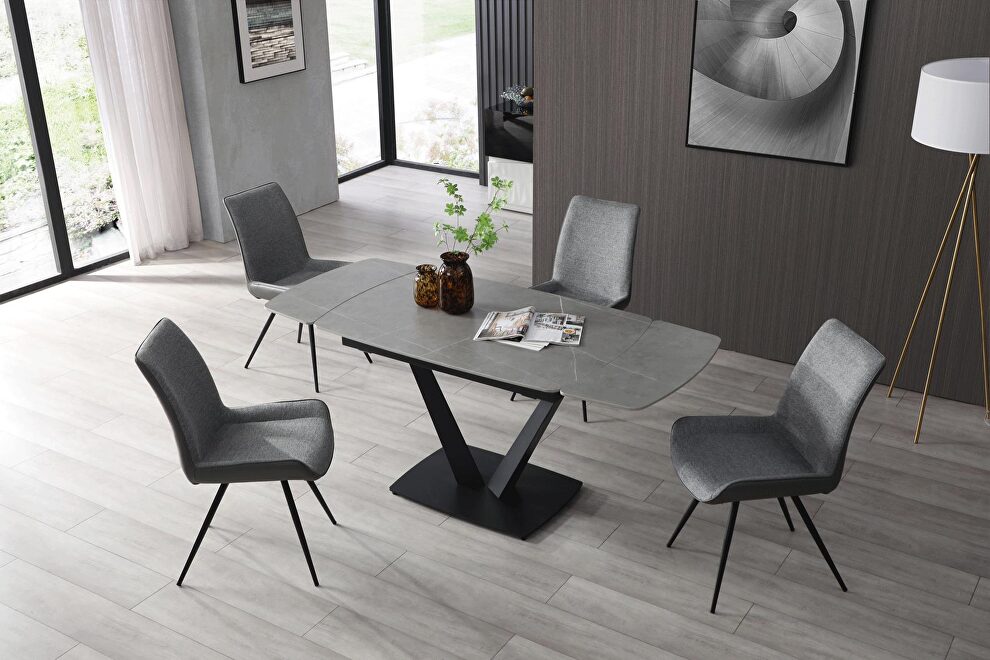 Gray matte extension dining table by ESF
