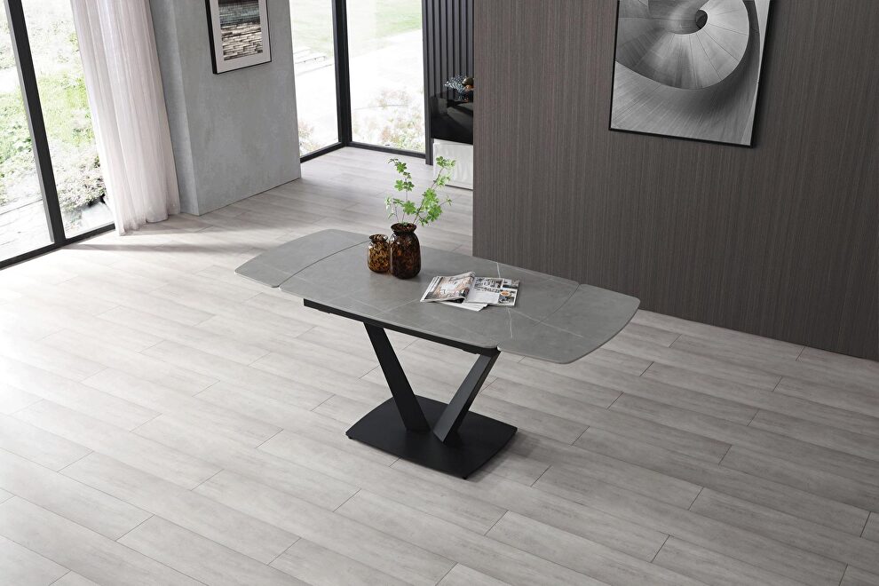 Gray matte extension dining table by ESF