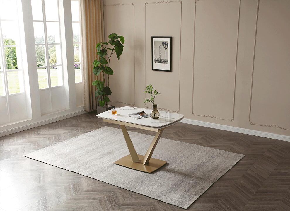 White matte finish extension dining table by ESF