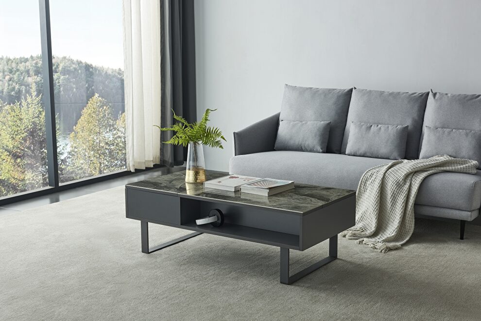Marble lift top contemporary gray coffee table by ESF