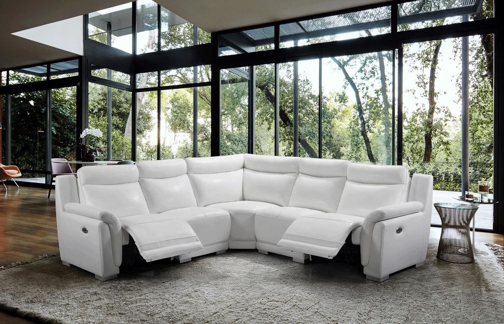 White leather sectional w/ 2 recliners by ESF