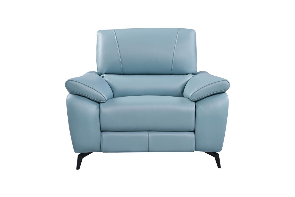 Blue leather electric recliner chair by ESF
